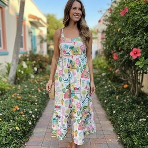 Jane and Delancey Colorful Tropical Print Maxi Dress